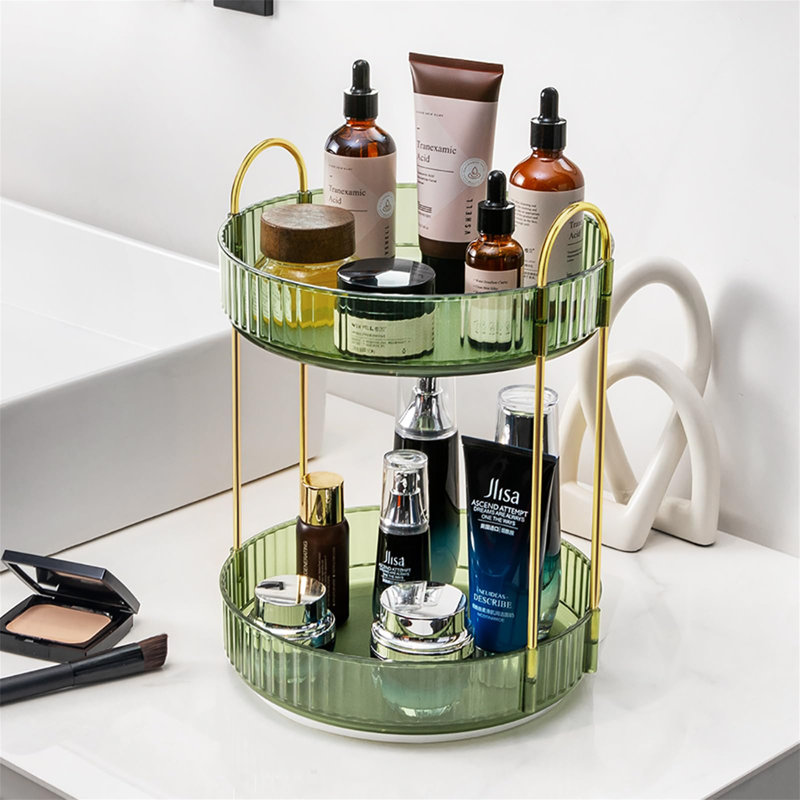 Atos Acrylic 2 Compartment Makeup Organiser, Green