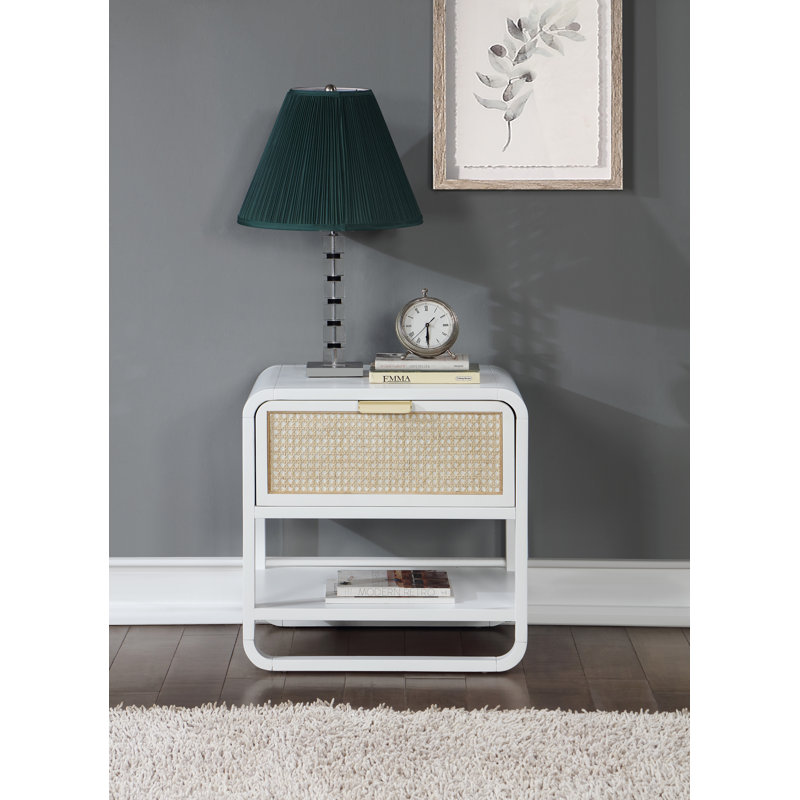 Chartres 24'' W Cane Nightstand, White