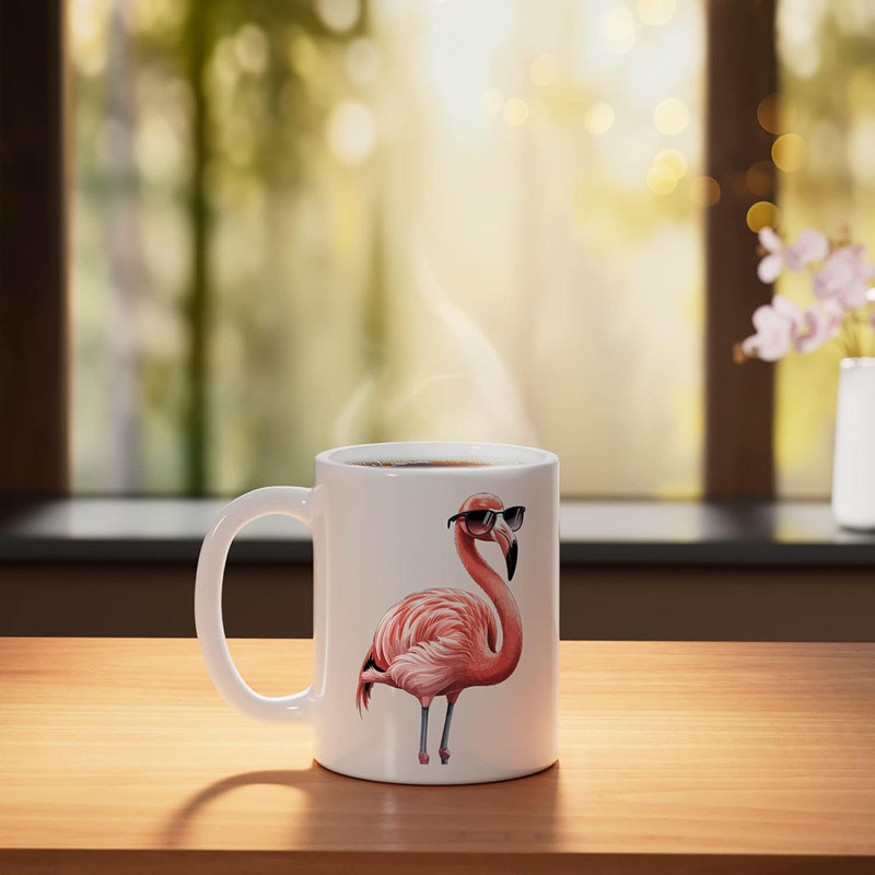 Flamingo Ceramic Mug, White