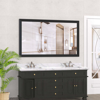 Miroir de salle de bain rectangulaire surdimensionné moderne avec cadre en aluminium, fixation murale pour salle de bain, salon, chambre à coucher, utilisation verticale ou horizontale