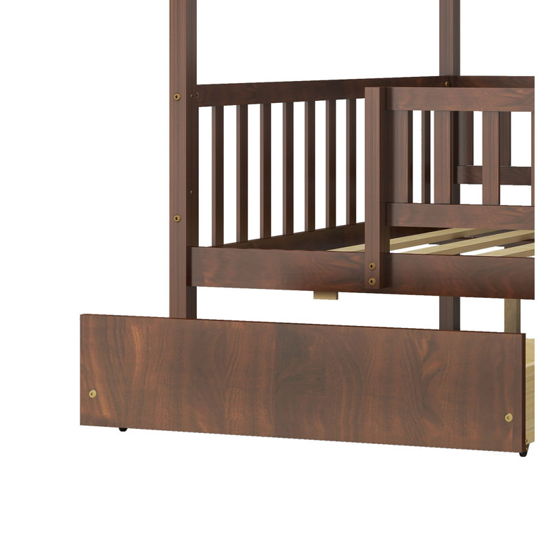 Hann Kids House Bed, Full, Walnut