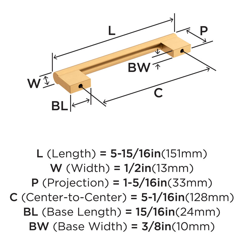Versa 5-1/16 inch (128mm) Center-to-Center Champagne Bronze Cabinet Pull, 5 1/16", Champagne Bronze, 1