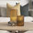 11" Amber Glass Ribbed Cylinder Table Vase-1675240818-1675240817