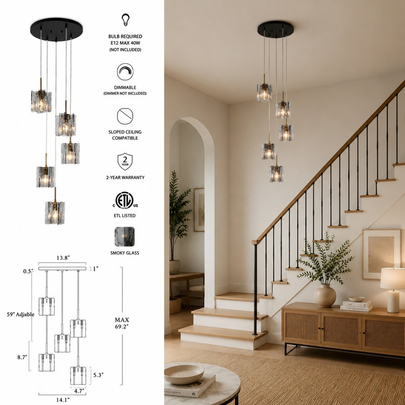 Quitman 5-Light Dimmable Cluster Pendant