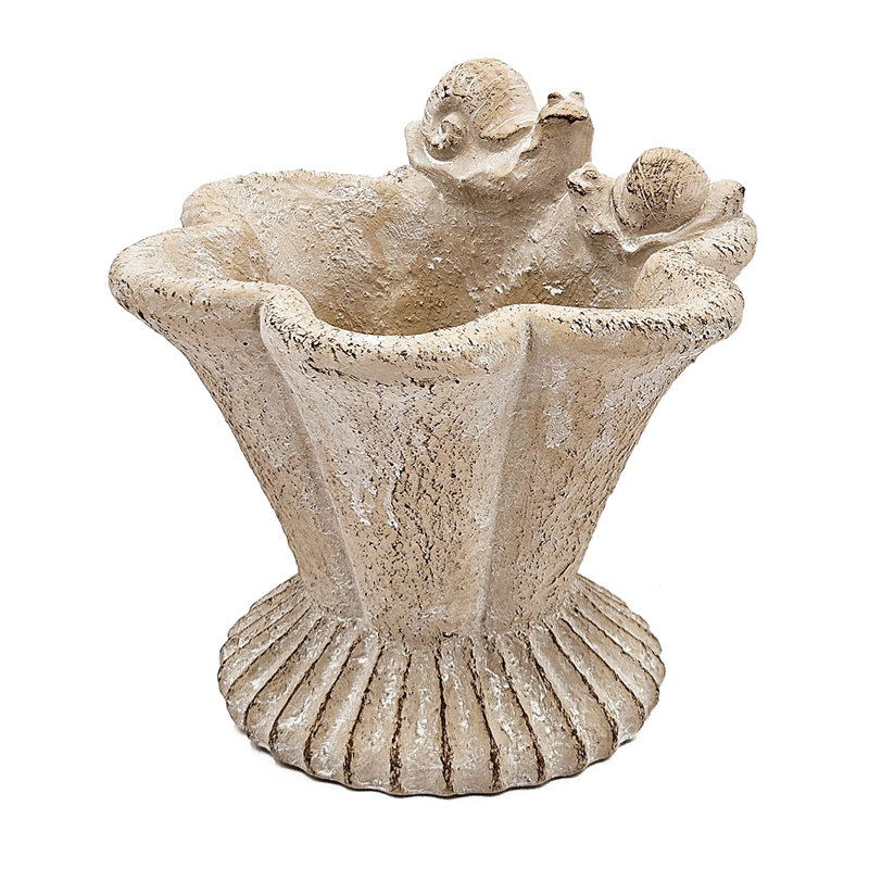 Sand And Cement Coral Planter With Textured Beige Finish, 7.5'' H x 7.9'' W x 7.3'' D