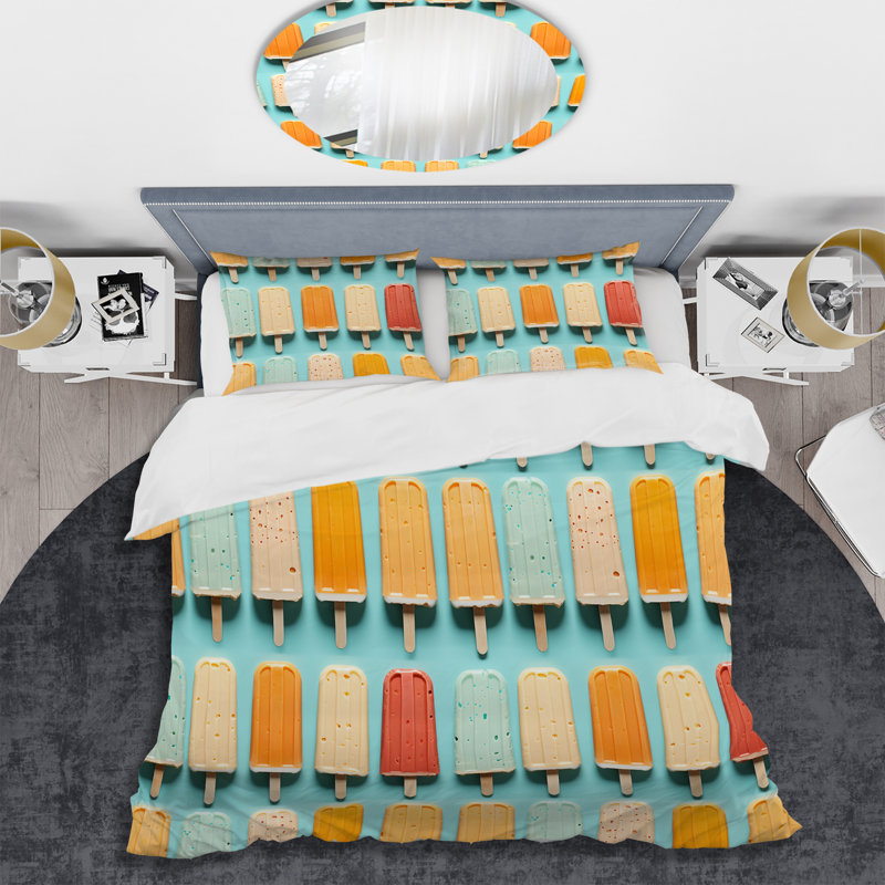 Ensemble de housse de couette Popart Popsicle Parade I, Housse de couette simple + 1 taie décorative stan