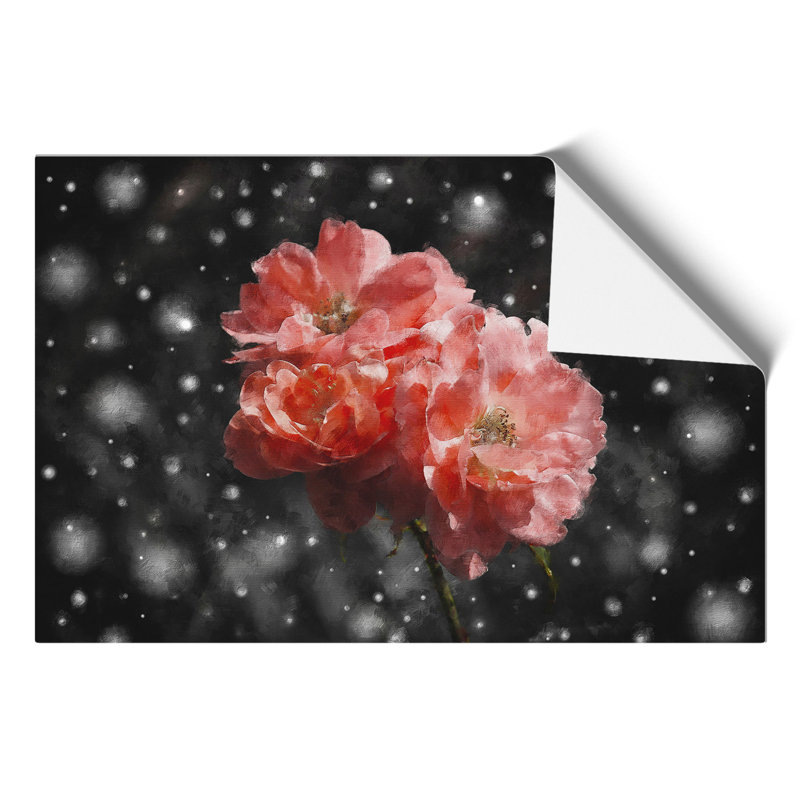 Three Pink Flowers Painting - Frameless Print, 30cm H x 42cm W x 0.1cm D