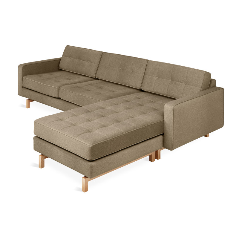 Canapé bi-modulaire Jane 2, Moka mérinos, Bois de frêne naturel