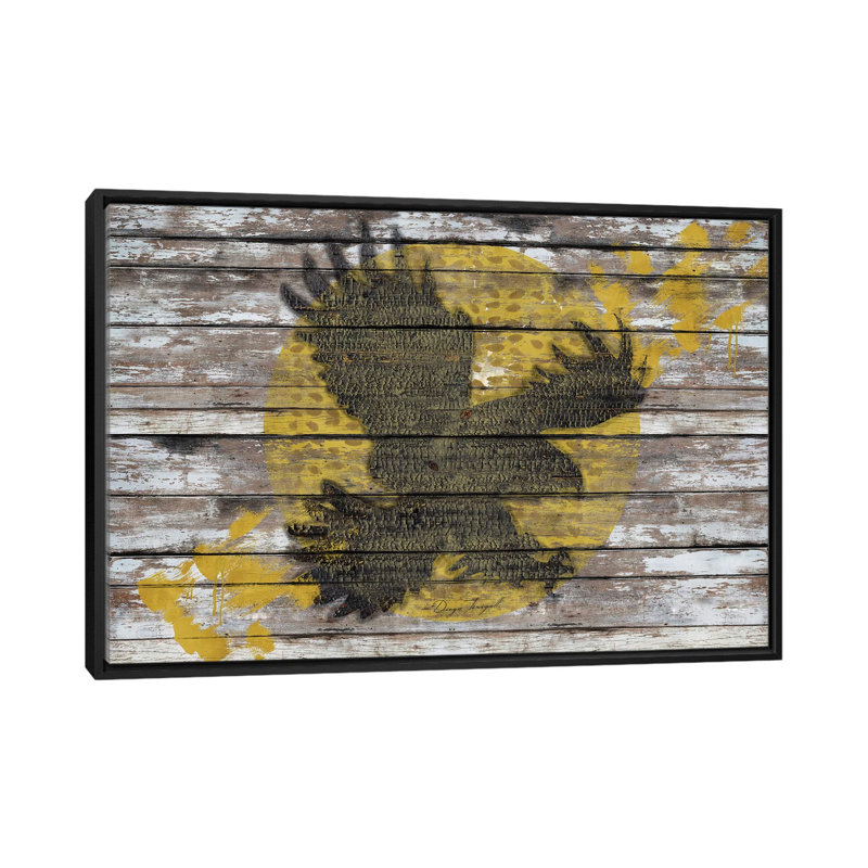 « eagle soleil », impression sur toile tendue, H 18 po x l 26 po x P 1,5 po, Toile avec cadre noir, Pas de tapis