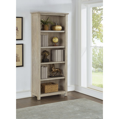 Bibliothèque rustique ouverte en bois, tablettes de bibliothèque, rangement de bureau, brun clair