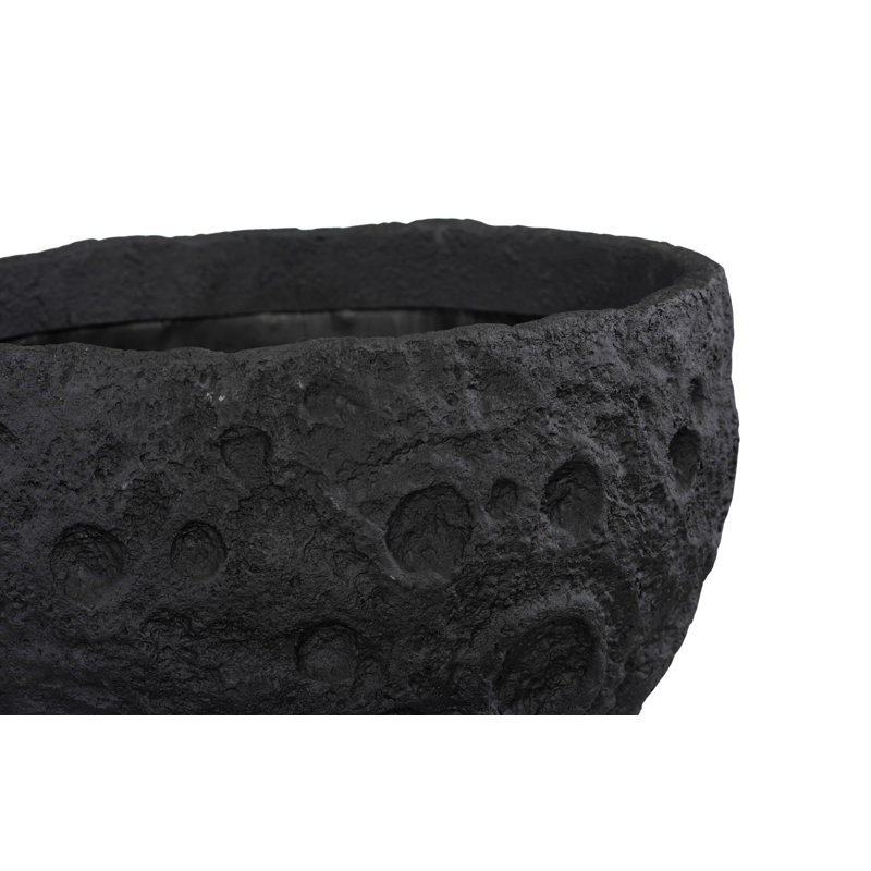 Crater Planter, White Stone, Black Stone