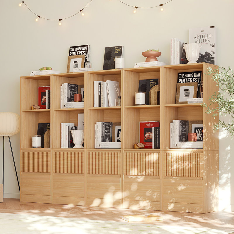 Branigans 5 Pcs 2-Tier Cube Bookshelf Storage Cabinet With Double Drawer And Shelf