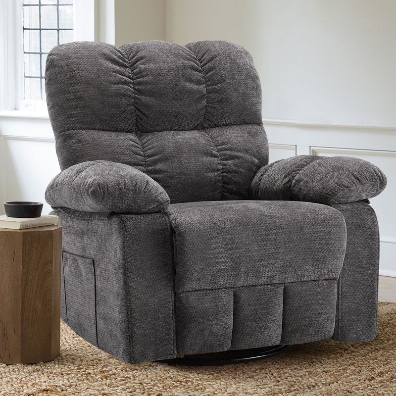 Fauteuil inclinable manuel Elysium avec chaleur et vibrations, position infinie, poche latérale, Gris foncé