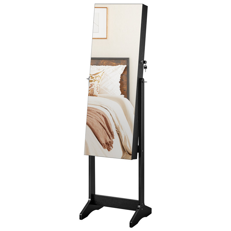 Armoire pour bijoux avec miroir autoportante Aganlane, Lumières DEL noires