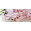 Lit simple rose avec base et tiroirs de rangement avec garde-corps sécurisés sous les tiroirs-680396706