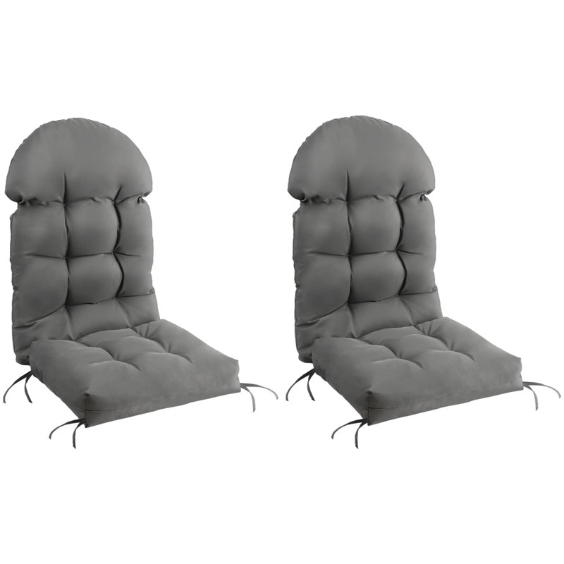 Coussin de siège et de dossier Adirondack pour l'extérieur, 4 pièces, Gris, Ensemble de 2, polyester