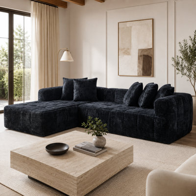 Canapé modulaire en L 108 po avec méridienne 108 po