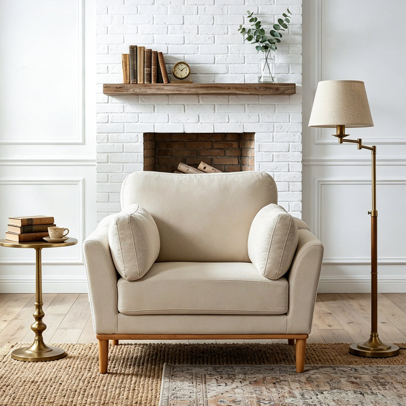 Fauteuil d'appoint de 41 pouces, canapé à assise profonde, fauteuil confortable avec coussin décoratif pour salon, chambre à coucher, fauteuils de lecture rembourrés