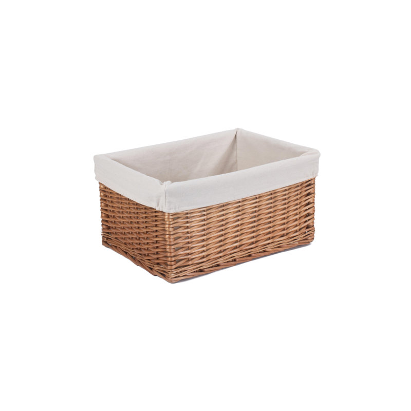 Wicker Lined Storage Basket, 21.5cm H x 41cm W x 30cm D