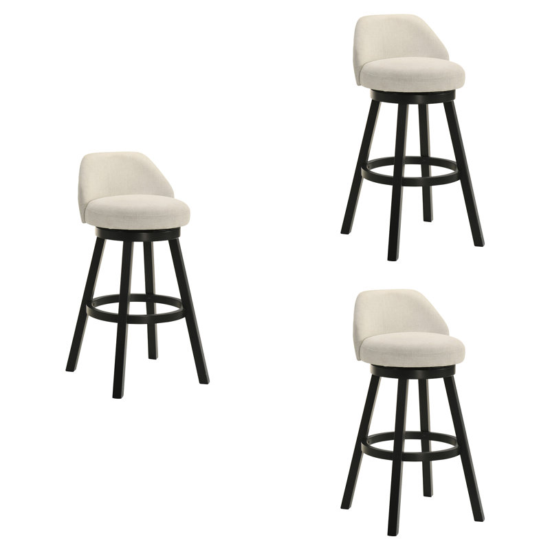 Ensemble de 3 tabourets de bar Erika, Siège crème / cadre noir, 3, Tabouret de bar (siège d'une hauteur de 30 po)