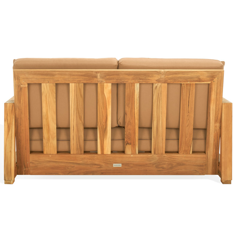 Montford Teak Loveseat with Cushions, Brown
