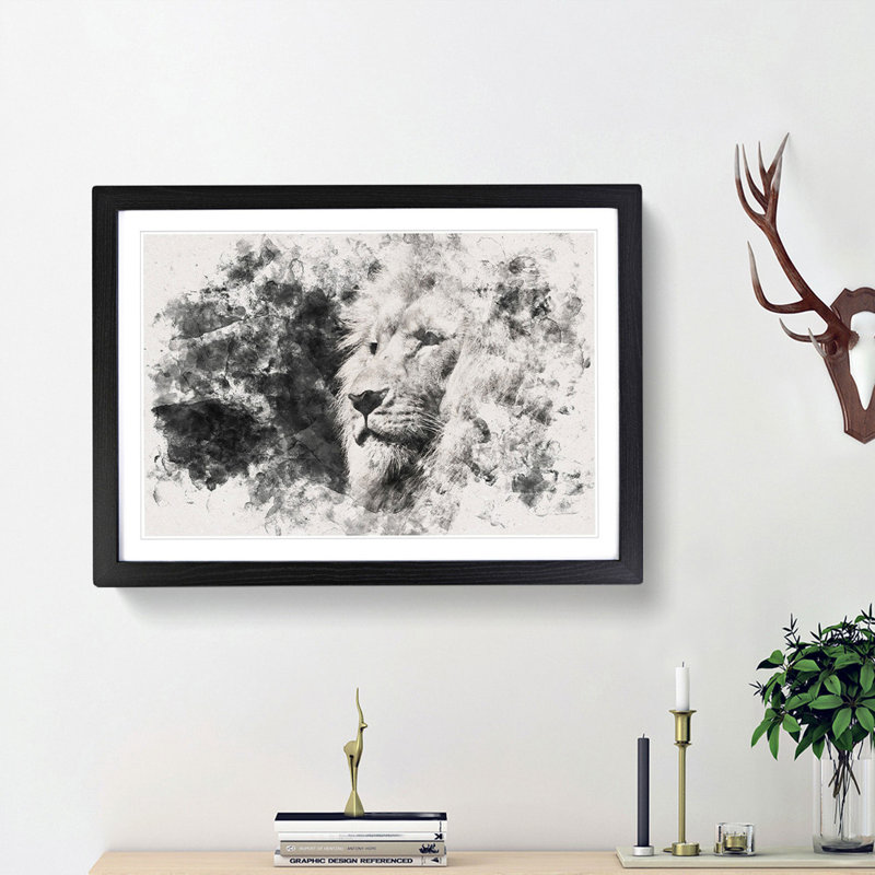 Portrait of a Proud Lion - Framed Print, Black Framed, 24cm H x 33cm W x 2cm D