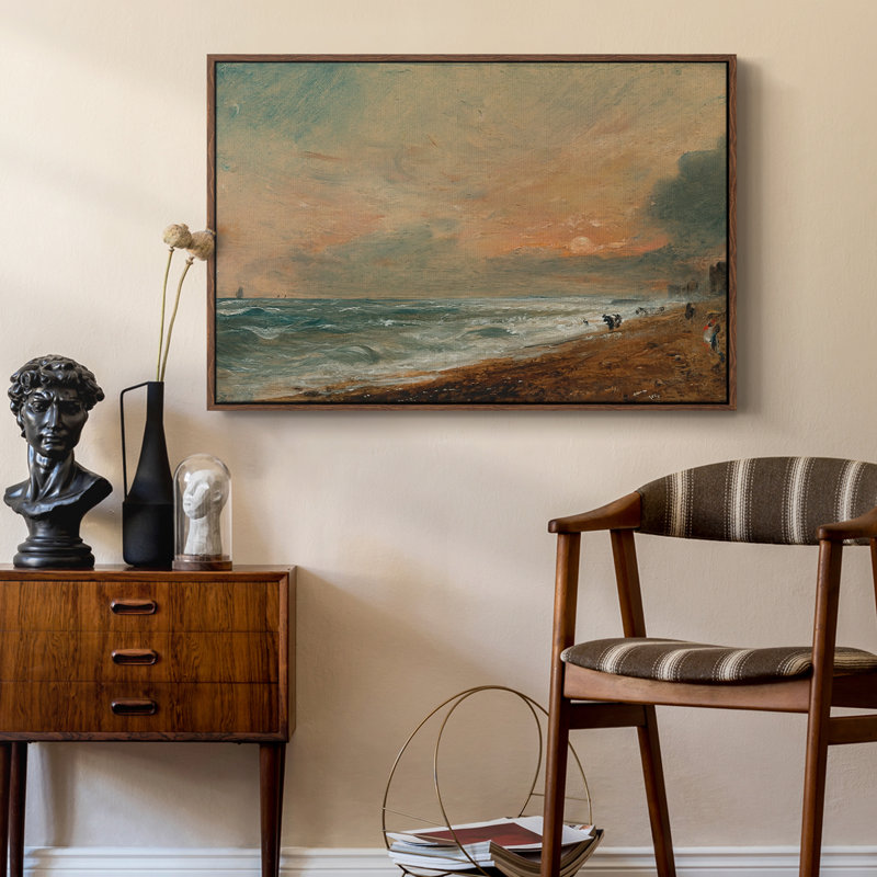 Hove Beach, v. 1824-1826 - John Constable, toile tendue avec châssis, 24 po x 36 po, Noyer