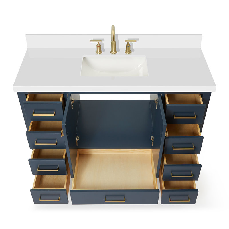 Ensemble de meuble-lavabo simple 48 po Cambridge, Rectangular, Bleu minuit