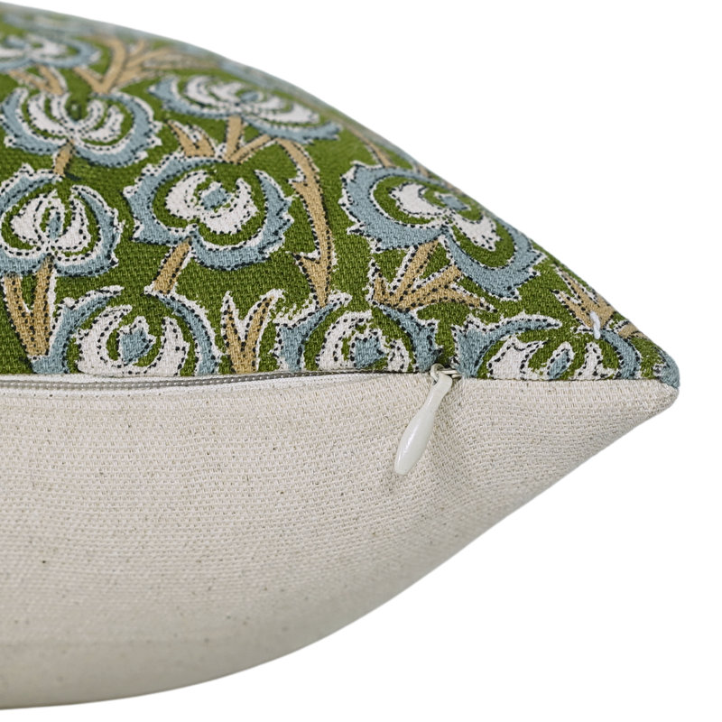 Housse de coussin en coton Floral, H 20 po x l 14 po