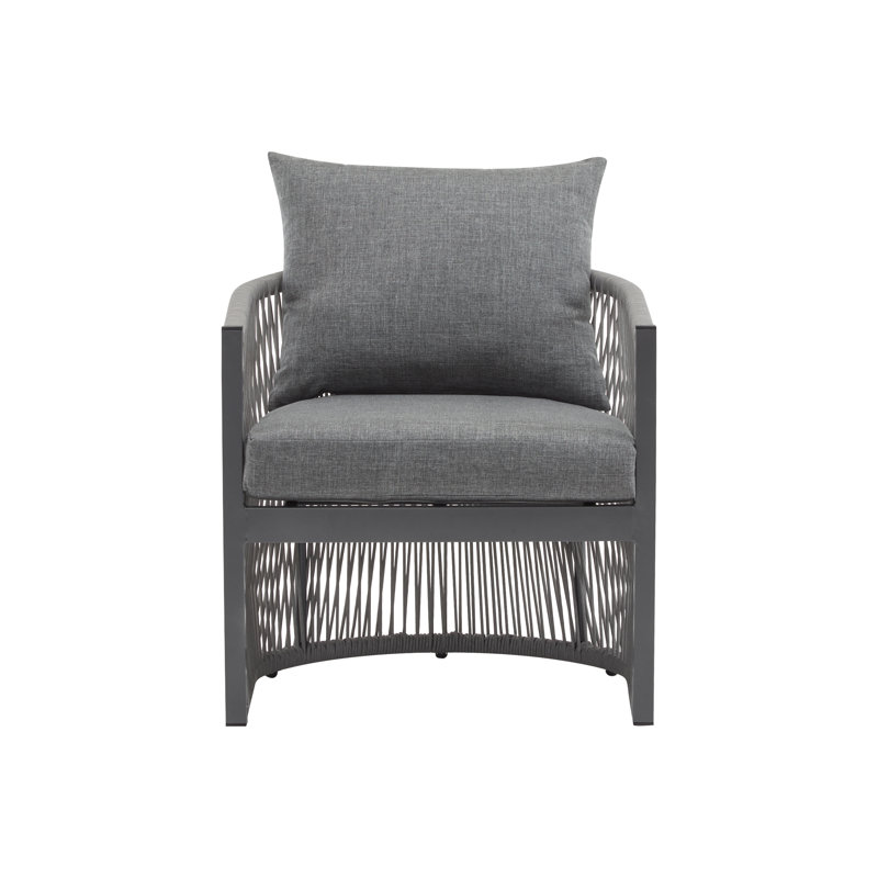 Carolene Curved Aluminum Lounge Chair With Cushions, Gray