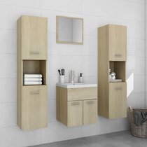 Oak Linen Cabinet - Atlanta 39'' Bathroom Storage - VanitySale