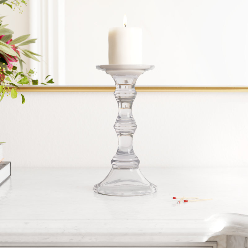 Chandelle en verre, H 9,3 po x l 4,7 po x P 4,7 po