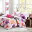 Édredon asymétrique à motif floral rose pour lit double / grand avec imprimé de bourre et entretien facile