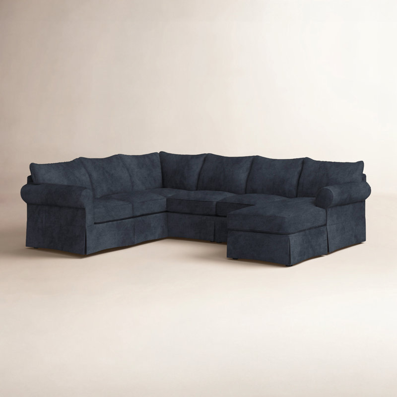 Amari Slipcovered U-Shaped Sectional, Left Hand Facing, Beat Ash Performance