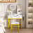 White Makeup Vanity Table, 3 - Color Switching Led Lights, 2 Big Storage Drawers, Metal Legs, Bedroom Vanity, Adjustable Power Socket, Chair, Dressing-396850234