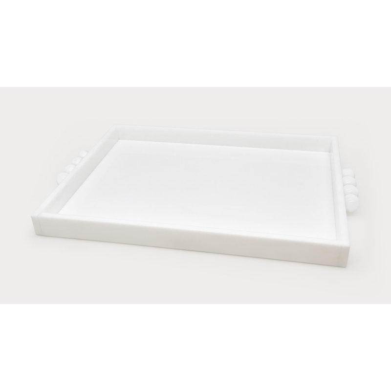 Acrylic Tray with Bubble Handles, 1.25" H x 19.5" W x 13" D, White