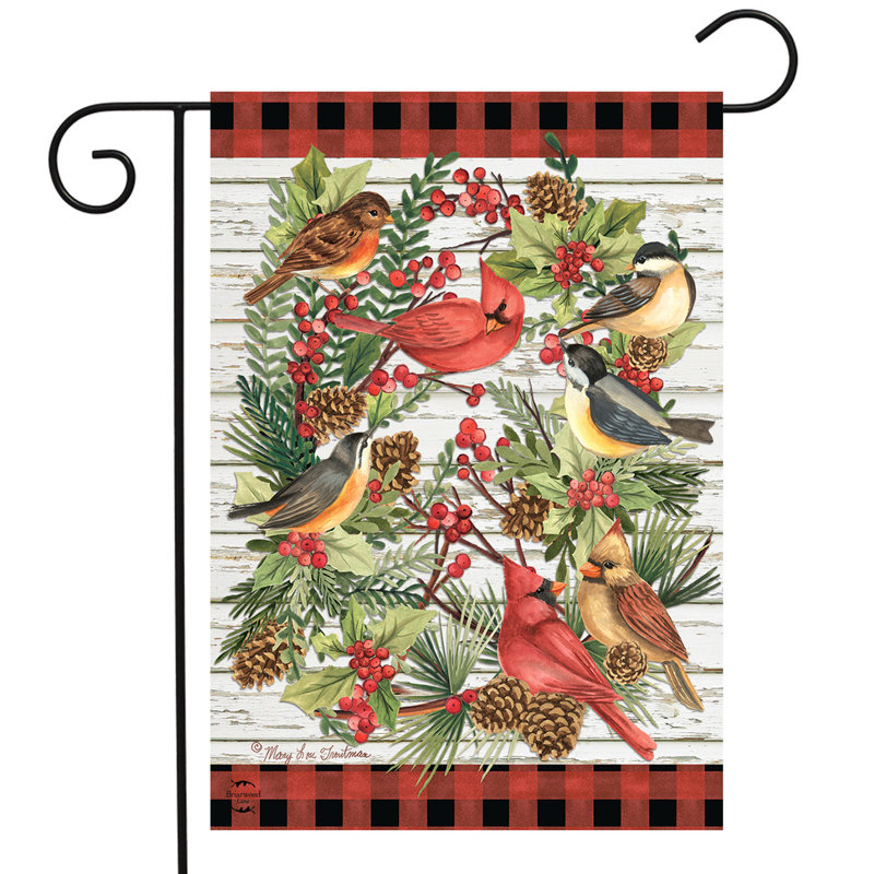 Couronne de jardin d'hiver, Oiseaux rouges/verts/bruns