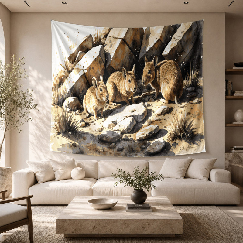 Tapisserie murale Wildlife Rock Hyrax, 26 po x 36 po