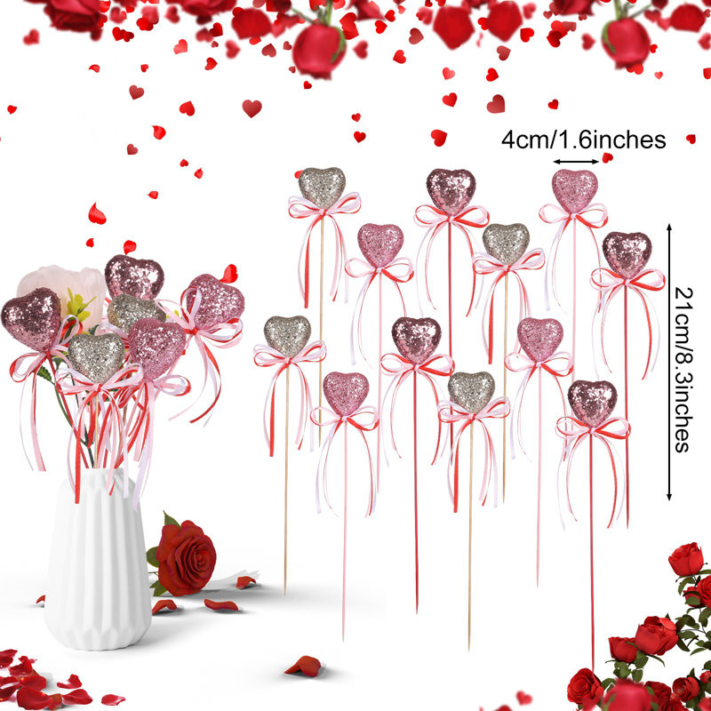 12 pièces / ensemble de paillettes en mousse scintillante pour le bouquet de fleurs de la Saint-Valentin