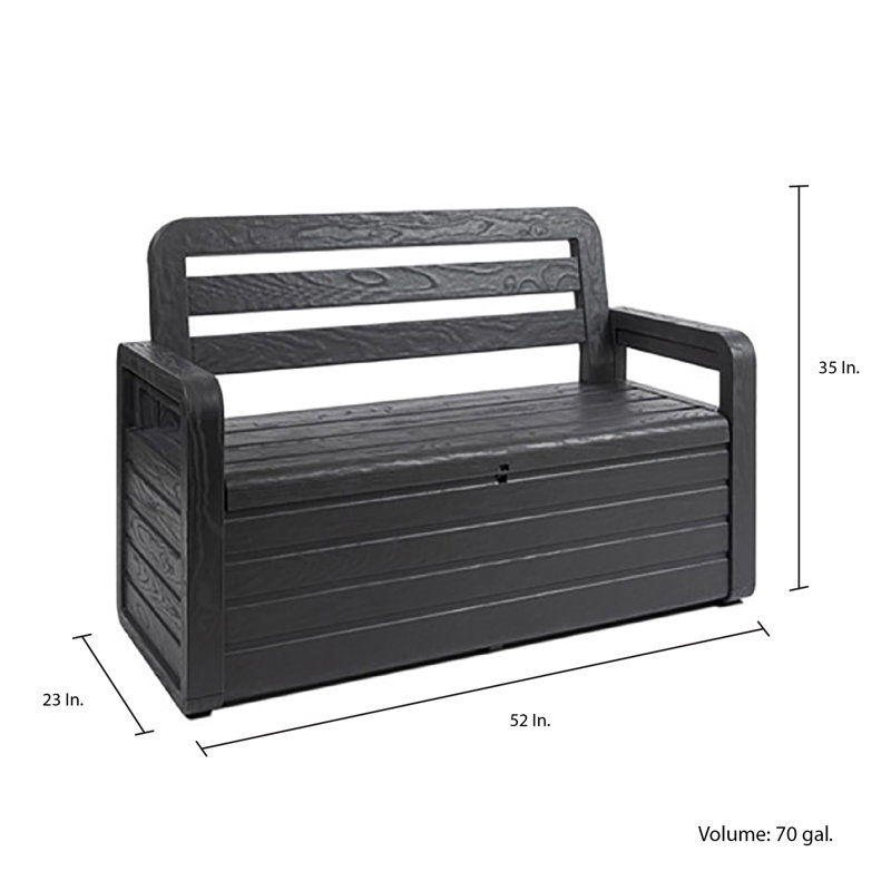 Anthracite Outdoor Storage Bench with Backrest and Lockable Lid