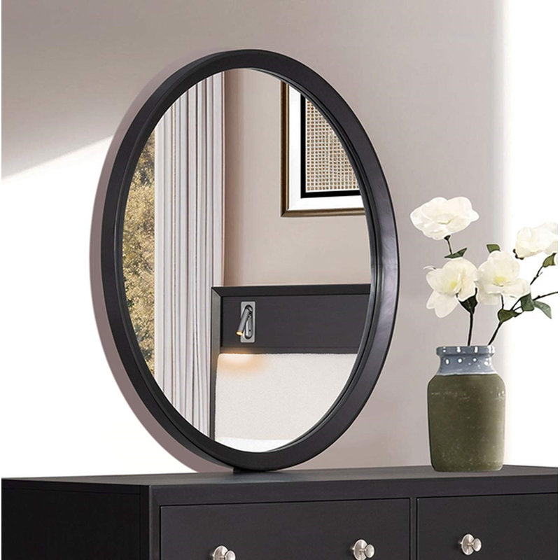 Miroir moderne l 35,6 po Mid-Century, Noir