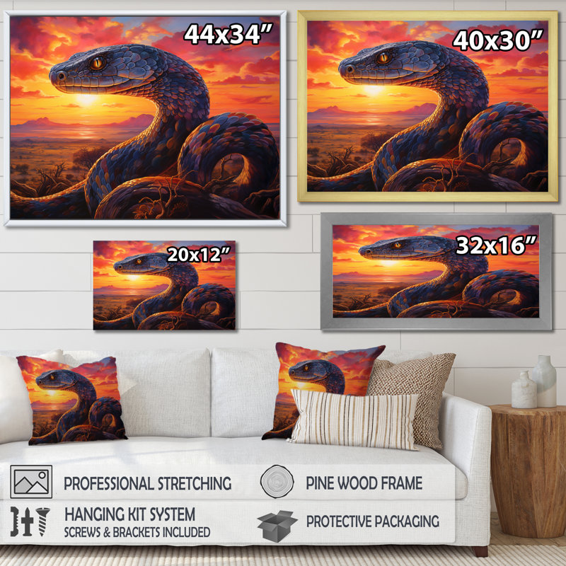 " Desert Serpents At Sundown ", White Floater Framed, 12" H x 20" W