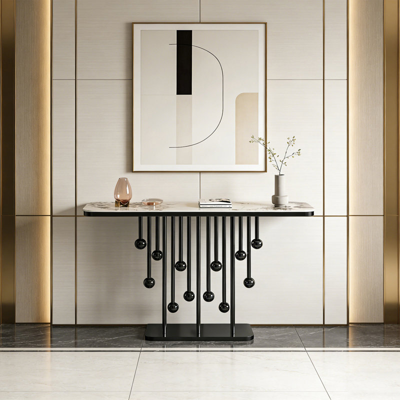 Modern Minimalist Luxury Art Console Table, 33.46" H x 47.24" W x 13.78" D, Black