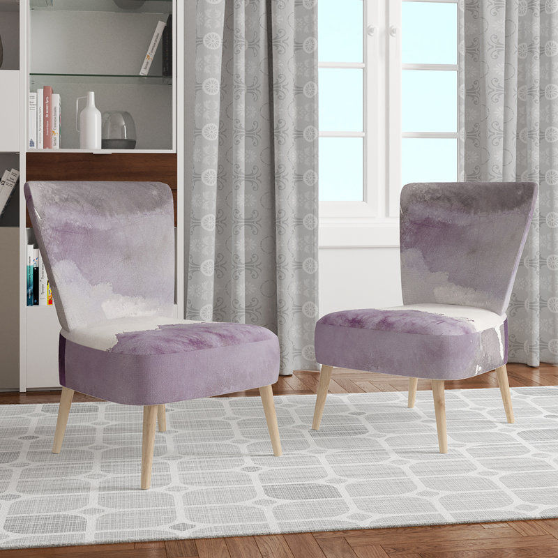 Upholstered Floral Side Chair - Modern floral Accent Chair, Ombre Purple Polyester Blend