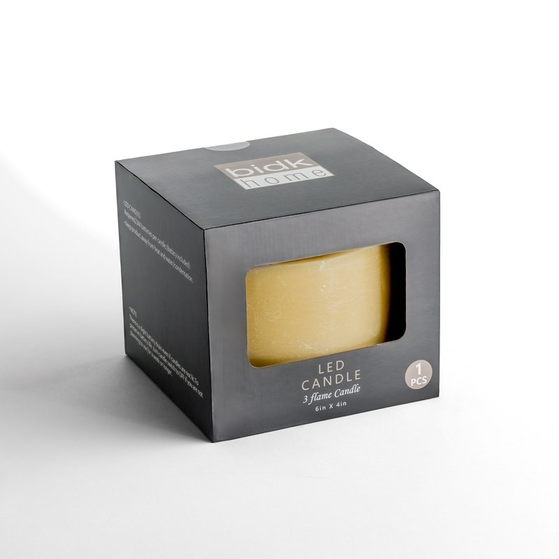 3 Wick Large Dark Champagne Flameless Candle, Yellow