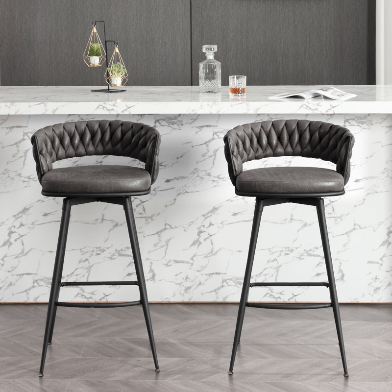 Tabouret de bar et de comptoir Kymberlynn, Noir gris, Tabouret de comptoir (Siège d'une hauteur de 26,6