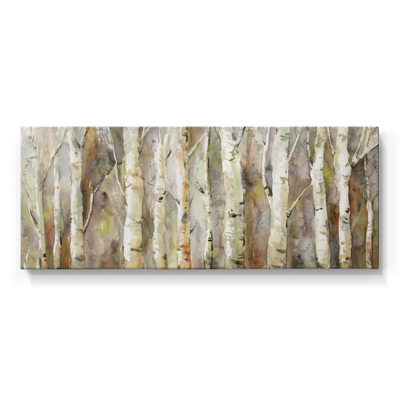 Birch Path- Toile tendue avec châssis - Prêt à accrocher, H 20 po x l 50 po