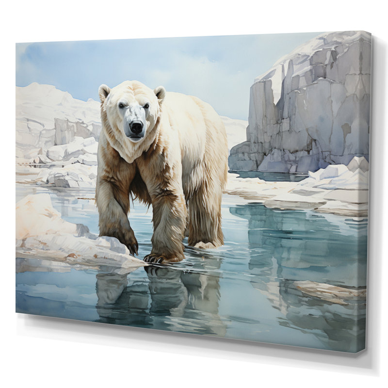 " White Teal Iceberg Pristine Solitude ", H 34 po x l 44 po x P 1,5 po, Toile tendue