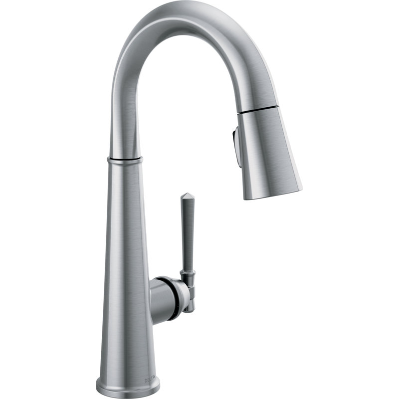 Emmeline Pull Down Touch Clean Button Spray Single Handle Kitchen Faucet with Accessories, Lumicoat Arctic Stainless