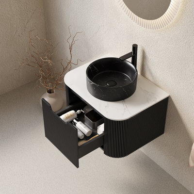 Meuble-lavabo flottant à rayures Anka